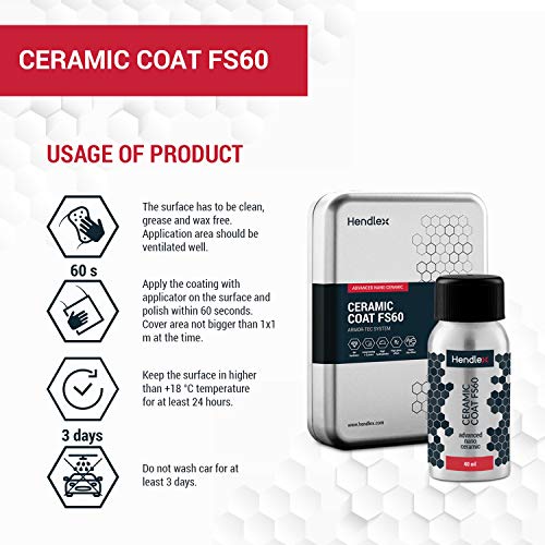 Hendlex Nano Ceramica Coche Kit Pro Protección Pintura Revestimiento Hidrofóbico 9H FS60 (40ml)