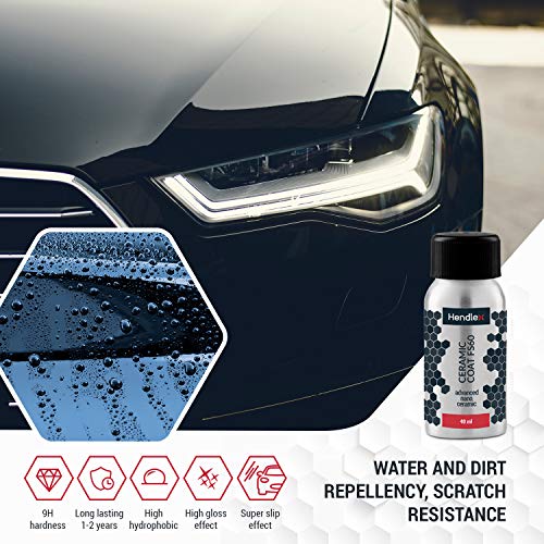 Hendlex Nano Ceramica Coche Kit Pro Protección Pintura Revestimiento Hidrofóbico 9H FS60 (40ml)