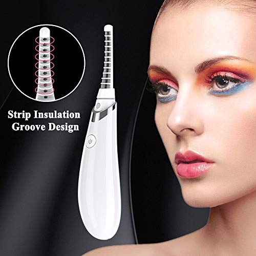 Herefind - Rizador de pestañas eléctrico mini USB recargable para pestañas rizador de pestañas para rizar pestañas natural de larga duración