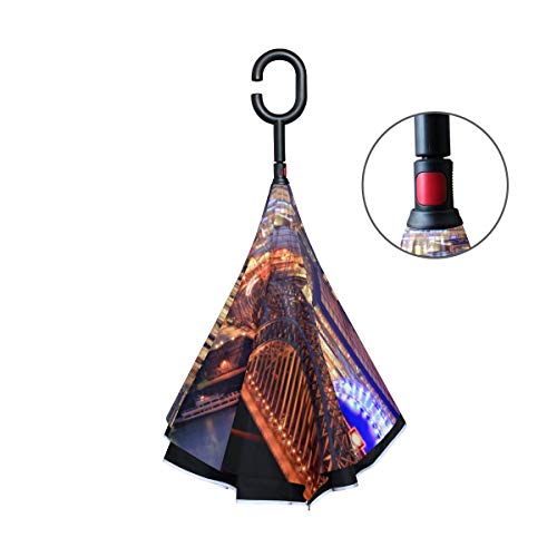 Hermosa y romántica Catedral de Colonia Doble Capa Plegable Protección contra Rayos Ultravioleta Lluvia a Prueba de Viento Coches Rectos Golf Paraguas invertido invertido Soporte con Forma de C