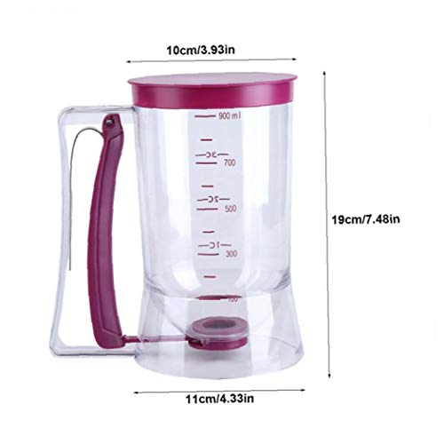 Herramienta Dispensador Magdalena Talud con La Etiqueta De Medición Fácil Limpieza: Sin Goteo del Dispensador 900 Ml Masa Capacidad Conveniente para Hacer Pasteles Panqueques Molletes