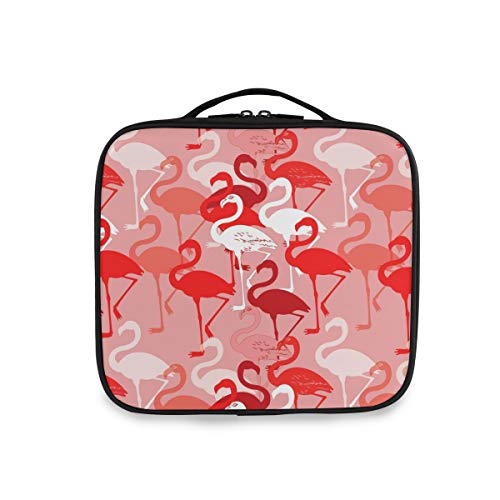 Herramientas de viaje de belleza Estuche de tren cosmético Bolsa de aseo portátil Bolsa de maquillaje Pájaro Patrón sin costuras Almacenamiento de flamencos