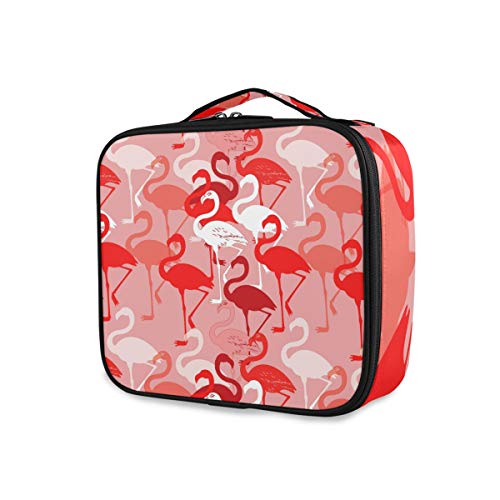 Herramientas de viaje de belleza Estuche de tren cosmético Bolsa de aseo portátil Bolsa de maquillaje Pájaro Patrón sin costuras Almacenamiento de flamencos
