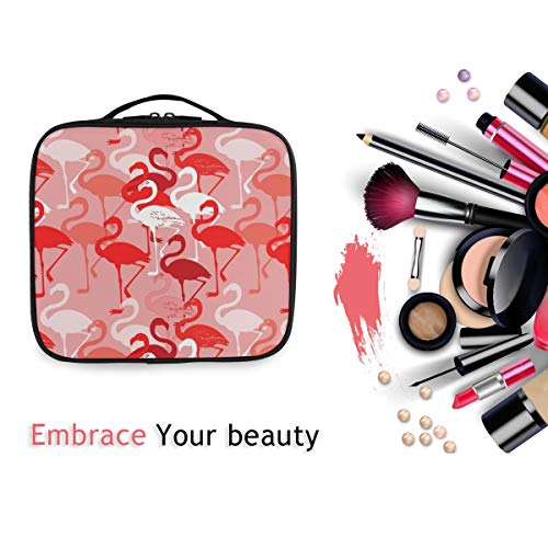 Herramientas de viaje de belleza Estuche de tren cosmético Bolsa de aseo portátil Bolsa de maquillaje Pájaro Patrón sin costuras Almacenamiento de flamencos