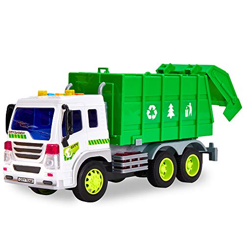 HERSITY Camion Basura de Juguete con Luces y Sonidos Coches de Friccion Vehiculos Juguetes Regalos para Niños 3 4 5 6 Años