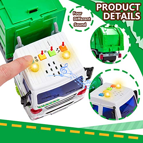 HERSITY Camion Basura de Juguete con Luces y Sonidos Coches de Friccion Vehiculos Juguetes Regalos para Niños 3 4 5 6 Años