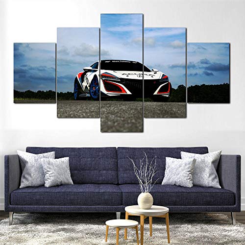hgjfg Cuadro sobre Impresión Lienzo 5 Piezas Listo para Colgar un Marco Acura NSX Pikes Peak Super Car Hd Arte De Pared Modulares Sala De Estar Dormitorios Decoración Para El Hogar Póster