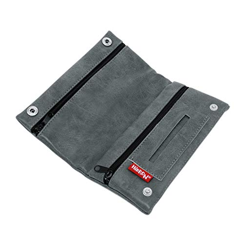 HIBRON Tabaquera Pitillera Funda Bolso para Tabaco de Liar Cuero Estuche Cartera para Tabaco de Liar, 58105 Gris