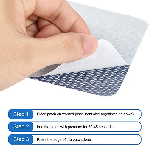 Hierro en Parches Hierro en Parches de Mezclilla Kit de Reparación para Ropa, Jeans, Chaquetas, Talla Grande, 4.9 Pulgadas, Tela de Mezclilla(Cuadrado, 15 Piezas)