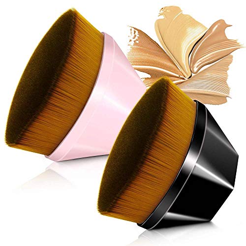 High-Density Seamless Foundation Brush,pinceles de maquillaje BB Cream polvo suelto (Negro & Rosado)
