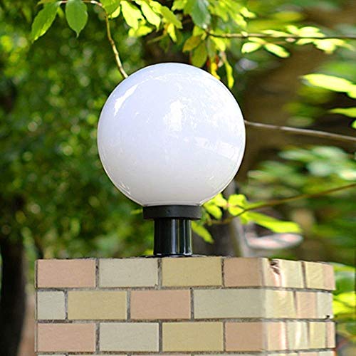 HIGHKAS Luces de Poste de Bola mediterránea Lámpara de Mesa de Pilar de acrílico de Aluminio Creativo IP55 Impermeable Globo Exterior Paisaje Columna Luz Linterna de césped Patio Patio Porche Puerta