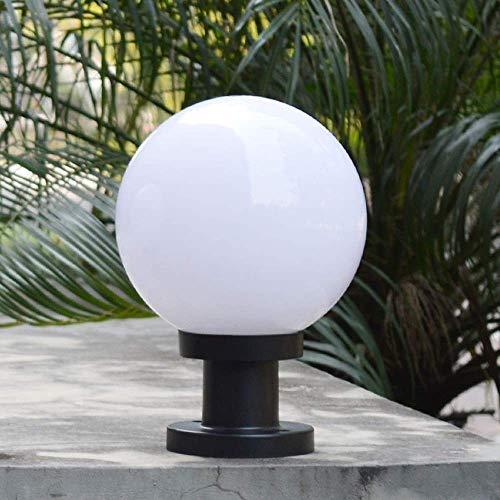 HIGHKAS Luces de Poste de Bola mediterránea Lámpara de Mesa de Pilar de acrílico de Aluminio Creativo IP55 Impermeable Globo Exterior Paisaje Columna Luz Linterna de césped Patio Patio Porche Puerta