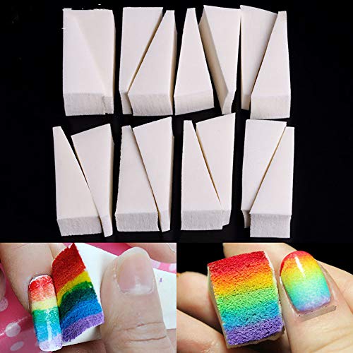 Hilai 12 UNIDS/SET Nail Esponja de Maquillaje Tipo Beauty Blender Trapezoide Beige Nail Art Esponja Estampación Polaco Manicura Nail Art Decoración Accesorios