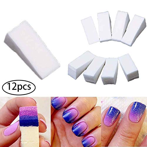 Hilai 12 UNIDS/SET Nail Esponja de Maquillaje Tipo Beauty Blender Trapezoide Beige Nail Art Esponja Estampación Polaco Manicura Nail Art Decoración Accesorios