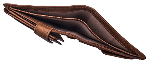Hill Burry Cartera de Cuero para Hombre | Billetera - Monedero de Cuero Genuino con un Aspecto Vintage | Hombres - Mujeres Bolsillo Vertical | RFID (marrón)