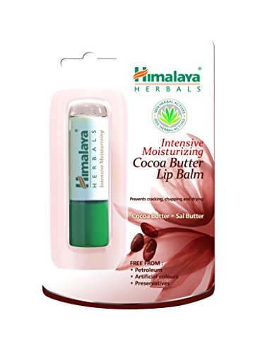Himalaya Intensive Moisturising Cocoa Butter Lip Balm, Free from Petroleum and Artificial Color 4.5gm, (4 pack)