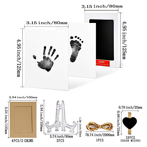 Hipeqia Impresión manos huellas bebé, huellas mascotas kit almohadilla de tinta Clean Touch, la piel no toca color, sello sin tinta no tóxico, bebés recuerdo o recién nacidos ducha regalo, negro rojo