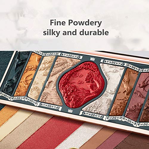 HIROCK Paleta de sombras de ojos tallada en 9 colores, rubor, reflejos, recortes, sombra de ojos a prueba de agua, maquillaje retro para ojos