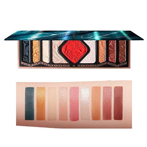 HIROCK Paleta de sombras de ojos tallada en 9 colores, rubor, reflejos, recortes, sombra de ojos a prueba de agua, maquillaje retro para ojos