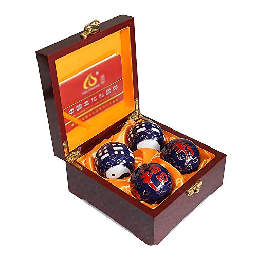Hjyi Bolas de Baoding, Bolas de la Salud Chinos con campanadas y Las Bolas de Yin Yang (Balance) Símbolo Salud estimular los Puntos de acupresión Bolas de Masaje de Mano Alivio Ejercicio