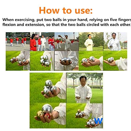 Hjyi Bolas de Baoding, Bolas de la Salud Chinos con campanadas y Las Bolas de Yin Yang (Balance) Símbolo Salud estimular los Puntos de acupresión Bolas de Masaje de Mano Alivio Ejercicio