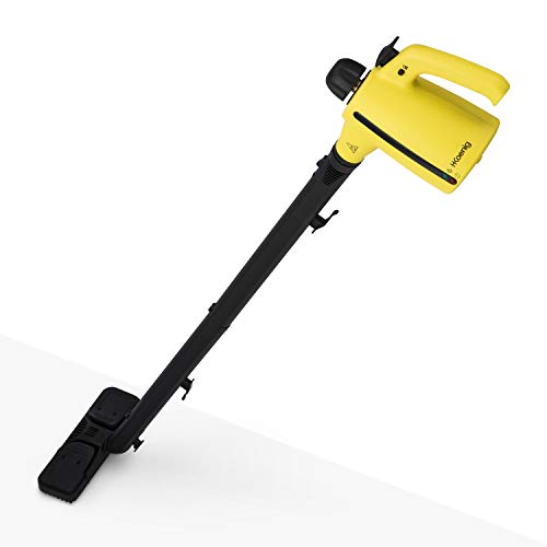 H.Koenig NV700 Limpiador A Vapor Escoba y De Mano 2 en 1, Vaporeta 1050 W, 3,5 Bares, Hasta 138 Grados, Capacidad de Agua de 350 ml, Amarillo, Plástico