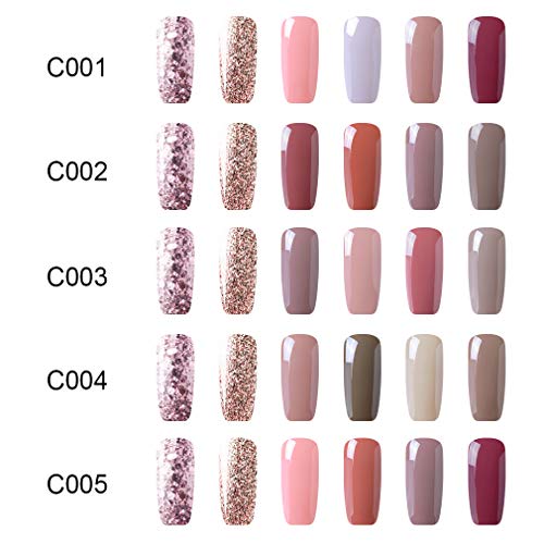 HNM Esmaltes Semipermanentes de Uñas en Gel UV LED 6 Colores Nude Esmaltes de Uñas para Manicura 007