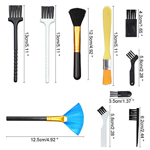 HO2NLE 10 en 1 Kit de Cepillo Limpieza Pc Antiestatico Cepillo Brocha Antiestatica Nylon Con Asa de Plastico Limpieza para Teclado Ordenador Computadora Aire Comprimido ESD PCB 10pcs