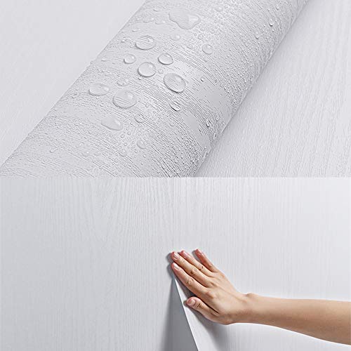 Hode Papel Adhesivo para Muebles Cocina Vinilo Decorativo Pegatina Rollo Autoadhesivo Impermeable Vinilo Madera Blanco Mate 30X200cm