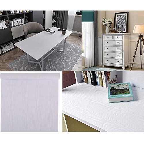 Hode Papel Adhesivo para Muebles Cocina Vinilo Decorativo Pegatina Rollo Autoadhesivo Impermeable Vinilo Madera Blanco Mate 30X200cm