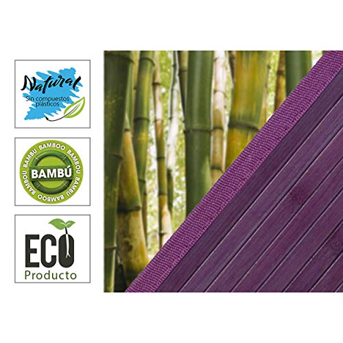 Hogar y Mas Alfombra Pasillera, Salón o Dormitorio, Madera de Bambú Natural, Lila. (180x250)