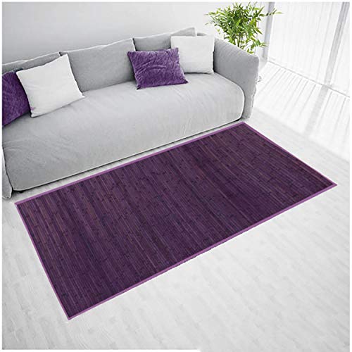 Hogar y Mas Alfombra Pasillera, Salón o Dormitorio, Madera de Bambú Natural, Lila. (180x250)