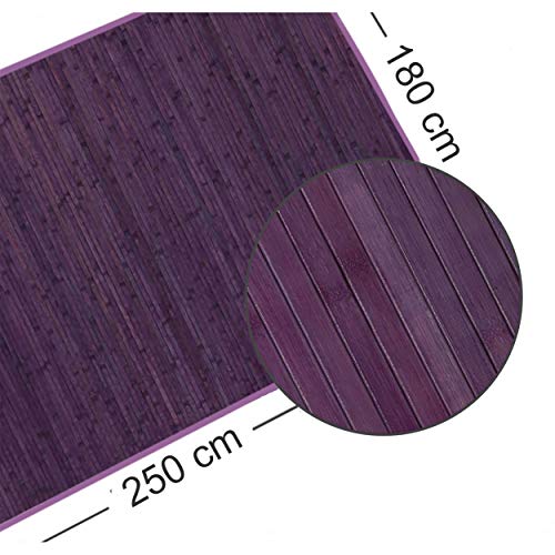 Hogar y Mas Alfombra Pasillera, Salón o Dormitorio, Madera de Bambú Natural, Lila. (180x250)