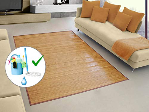 Hogar y Mas Alfombra Pasillera, Salón o Dormitorio, Madera de Bambú Natural para Interior (180x250)