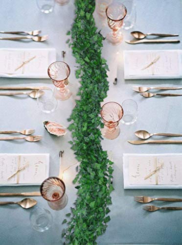 Hojas de hiedra guirnalda de plantas artificiales 84Ft Garland de hiedra Artificial follaje verde deja falso colgando de la planta de vid (12pcs)