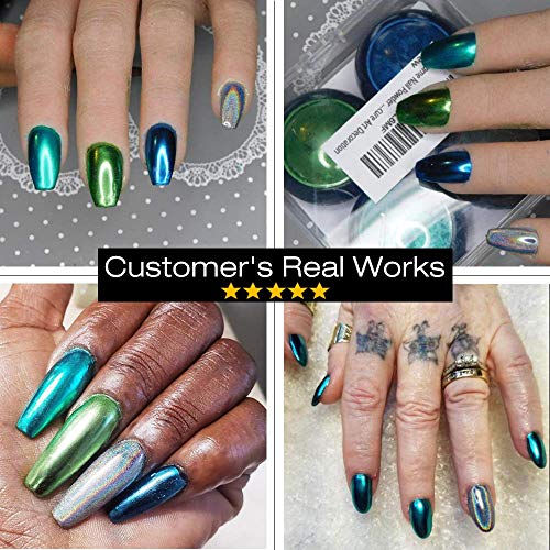 Holográfica Polvo de uñas de cromo - DRMODE 4 Colores 1g/Jar Best 2020 Nail Trends Metallic Chrome Powder &s Rainbow Unicorn Synthetic Resin Powder for Mirror Effect Nails Chrome Manicure Pigment