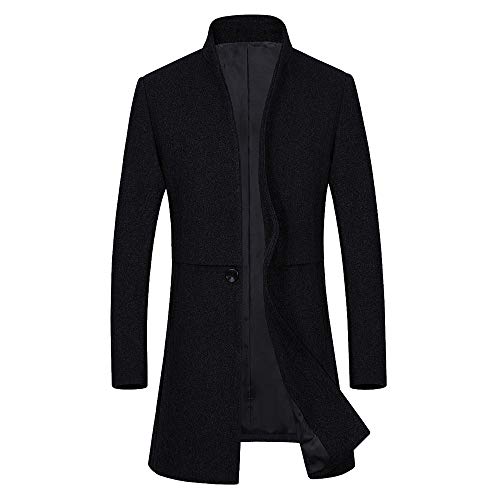 Hombre Invierno Abrigo,JiaMeng Chaqueta para Hombre,Ligero Chaqueta Abajo Cálido Trinchera de Invierno Botón Largo Outwear Abrigo Elegante Abrigos (Negro 4, M)