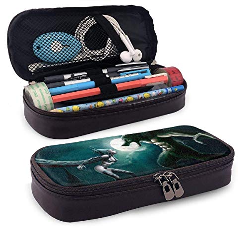 Hombre lobo Pop Vampire Night Patrón temático Mini escuela Estuche para lápices Estuche para lápices de oficina Estuche para bolígrafos con cremallera Conjunto de bolsos con cremallera de cuero Pu