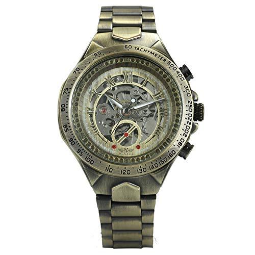Hombres Relojes de Oro Reloj mecánico automático Reloj de Pulsera Esqueleto Masculino Banda de Acero Inoxidable Marca Diseño Deportivo
