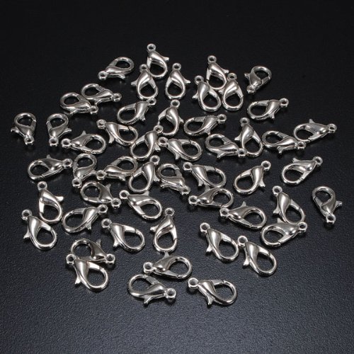 Homeking 50/100 piezas de cierres de langosta chapados en garra, gancho de cierre de joyería de 12 mm plateado plateado 50pcs