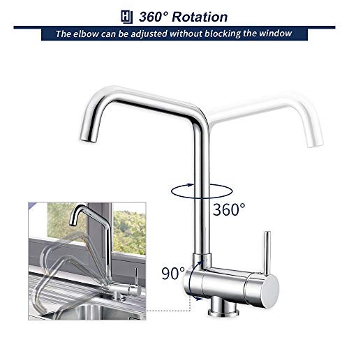 HOMELODY Grifo Abatible Cromado Agua Fría y Caliente Grifo de Cocina Grifo de Fregadero Grifo de Cuenca Grifo Plegable Monomando para Fregadero