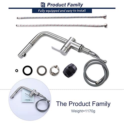 Homelody Grifo de Cocina Extraíble Acero Inoxidable Giratorio a 360° Aireador Desmontable Ahorra el Agua Grifería Monomando para Fregadero de Cocina Agua Fría y Caliente