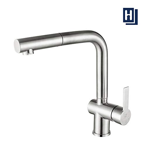 Homelody Grifo de Cocina Extraíble Acero Inoxidable Giratorio a 360° Aireador Desmontable Ahorra el Agua Grifería Monomando para Fregadero de Cocina Agua Fría y Caliente