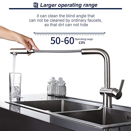 Homelody Grifo de Cocina Extraíble Acero Inoxidable Giratorio a 360° Aireador Desmontable Ahorra el Agua Grifería Monomando para Fregadero de Cocina Agua Fría y Caliente