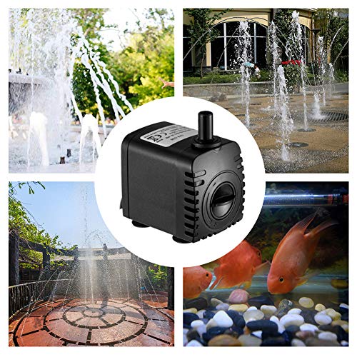 Homvik Bomba de Agua Bomba Sumergible para Acuario Estanque Pecera Fuente Circulación de Agua Dulce y Marino con 2 Boquillas 8W 600L/H 1.2m de Altura