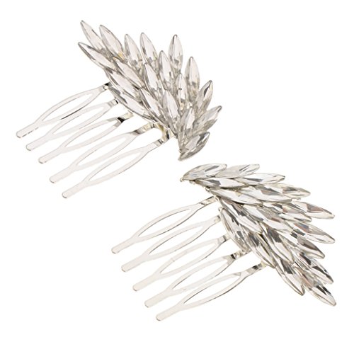 Homyl - Peine para el Pelo con pasadores de pedrería para Novia Ali D'angelo - Argento