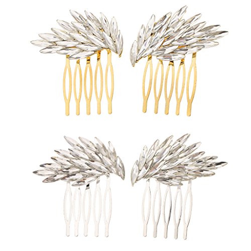 Homyl - Peine para el Pelo con pasadores de pedrería para Novia Ali D'angelo - Argento