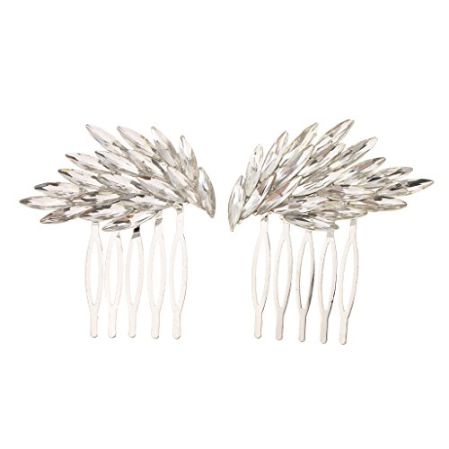 Homyl - Peine para el Pelo con pasadores de pedrería para Novia Ali D'angelo - Argento