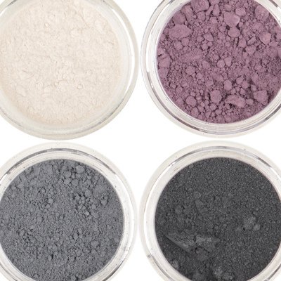 honeypie minerales Mineral Eyeshadow – morado humo Collection Set (4 x 1 g) color gris negro, color gris, morado Color morado y perlas
