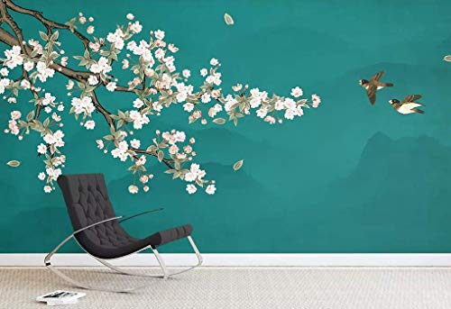 HONGYUANZHANG paysage de fleurs et d'oiseaux vert personnalisé 3D Photo Wallpaper paysage artistique paysage TV fond d'écran,92inch (H) X 124inch (W)